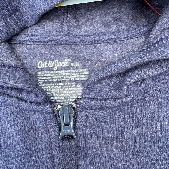 Cat & Jack Blue Zip-Up Hoodie Sweatshirt Size 8 Girl, NWT - Picture 4 of 4